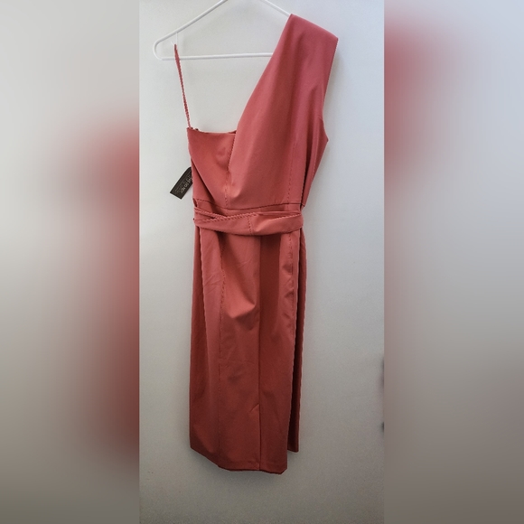 Eva Mendes NYC One Shoulder Bodycon Belted Midi dress 14 NWT - Picture 6 of 7